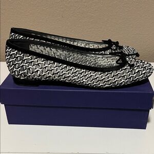 Stuart Weitzman Black and White Patterned Flats